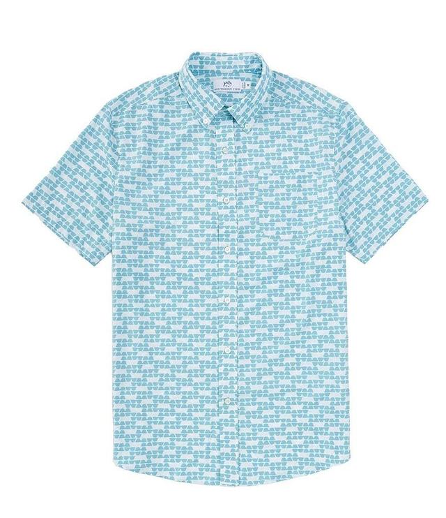 Southern Tide Brrr° Intercoastal Heather Stay Shady Woven Short Sleeve Sport Shirt Product Image