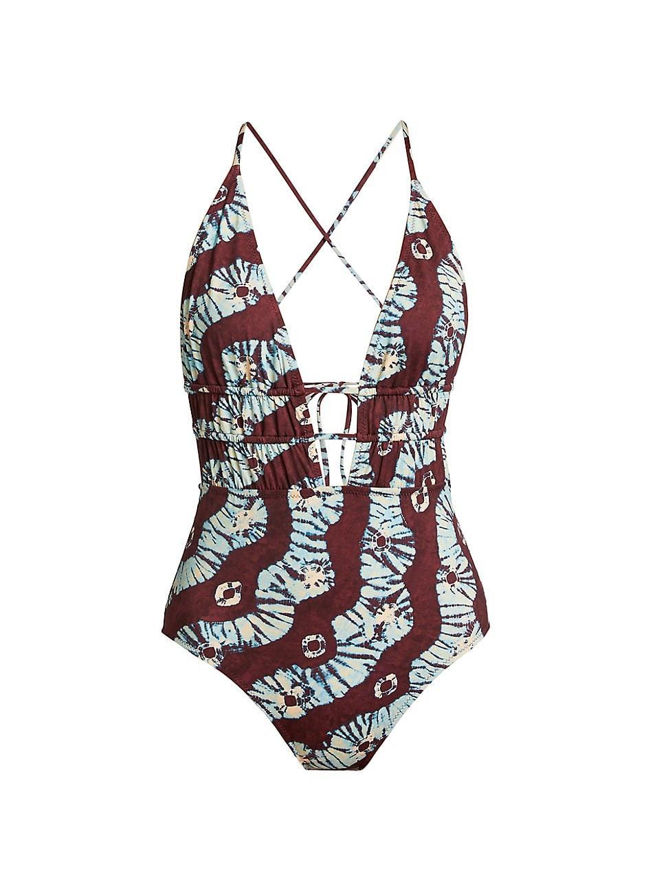 Womens Dioni Maillot Geometric Plunge One-Piece Swimsuit Product Image