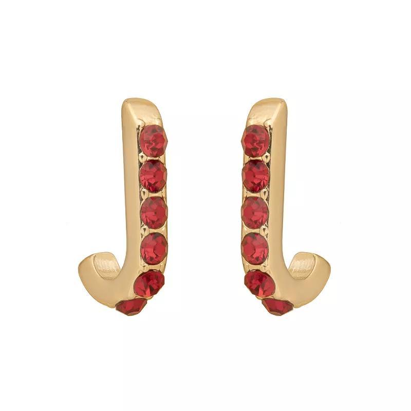 Emberly Gold Tone J Hoop Earrings, Womens, Red Product Image