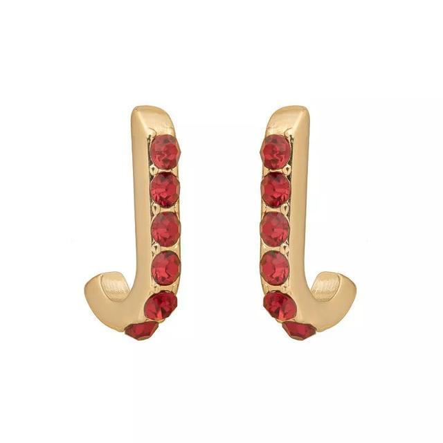 Emberly Gold Tone J Hoop Earrings, Womens, Red Product Image