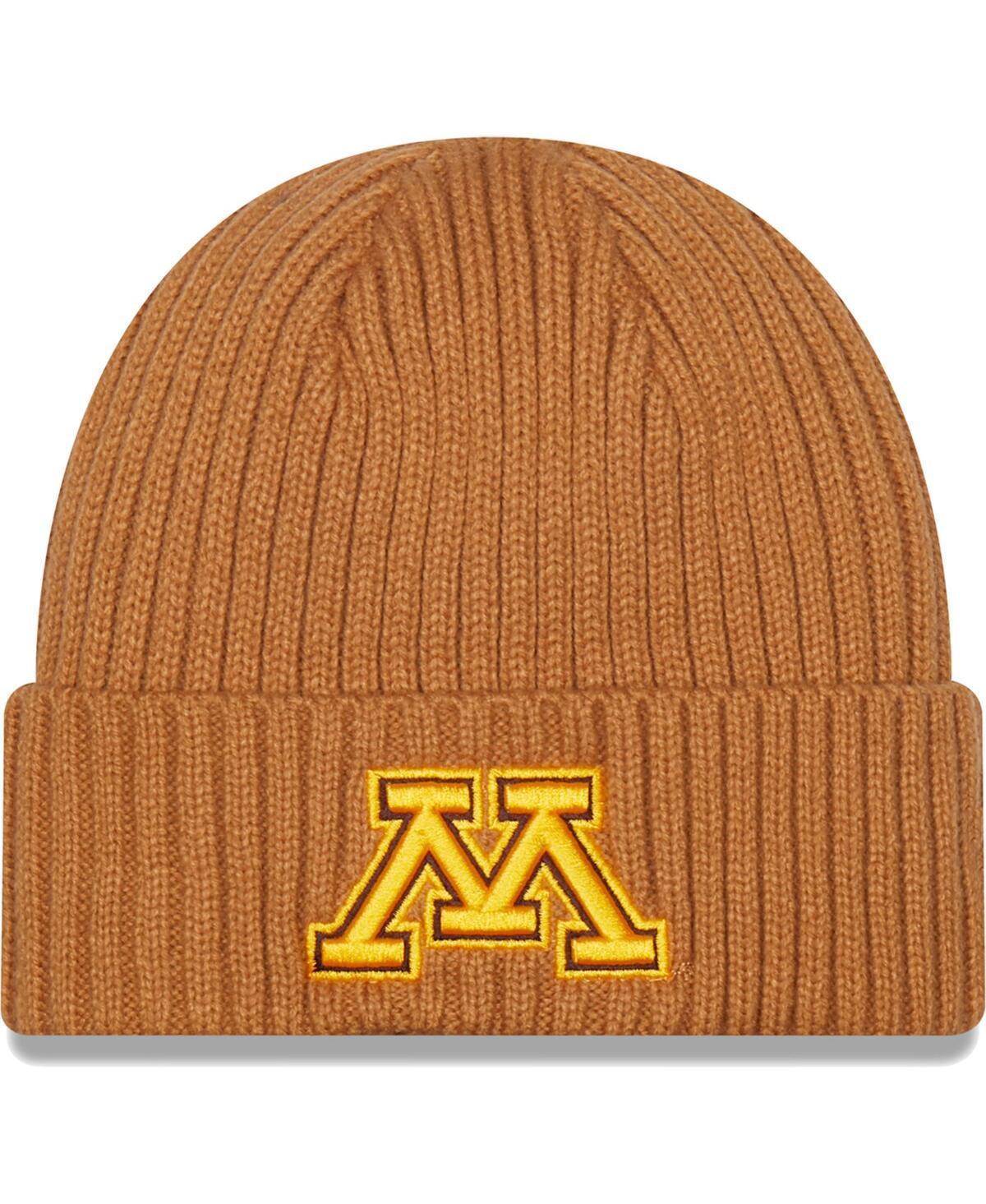 Mens New Era Light Brown Minnesota Golden Gophers Core Classic Cuffed Knit Hat Product Image