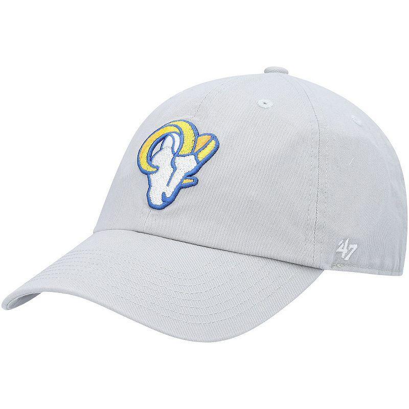 Mens 47 Gray Los Angeles Rams Logo Clean Up Adjustable Hat Product Image