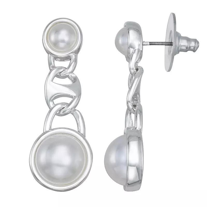 Youre Invited Silver Tone Simulated Pearl Drop Earrings, Womens Product Image