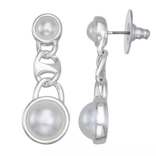 Youre Invited Silver Tone Simulated Pearl Drop Earrings, Womens Product Image