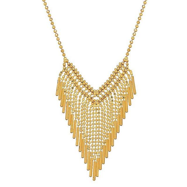 Everlasting Gold 10k Gold Beaded Fringe Statement Necklace, Womens Product Image