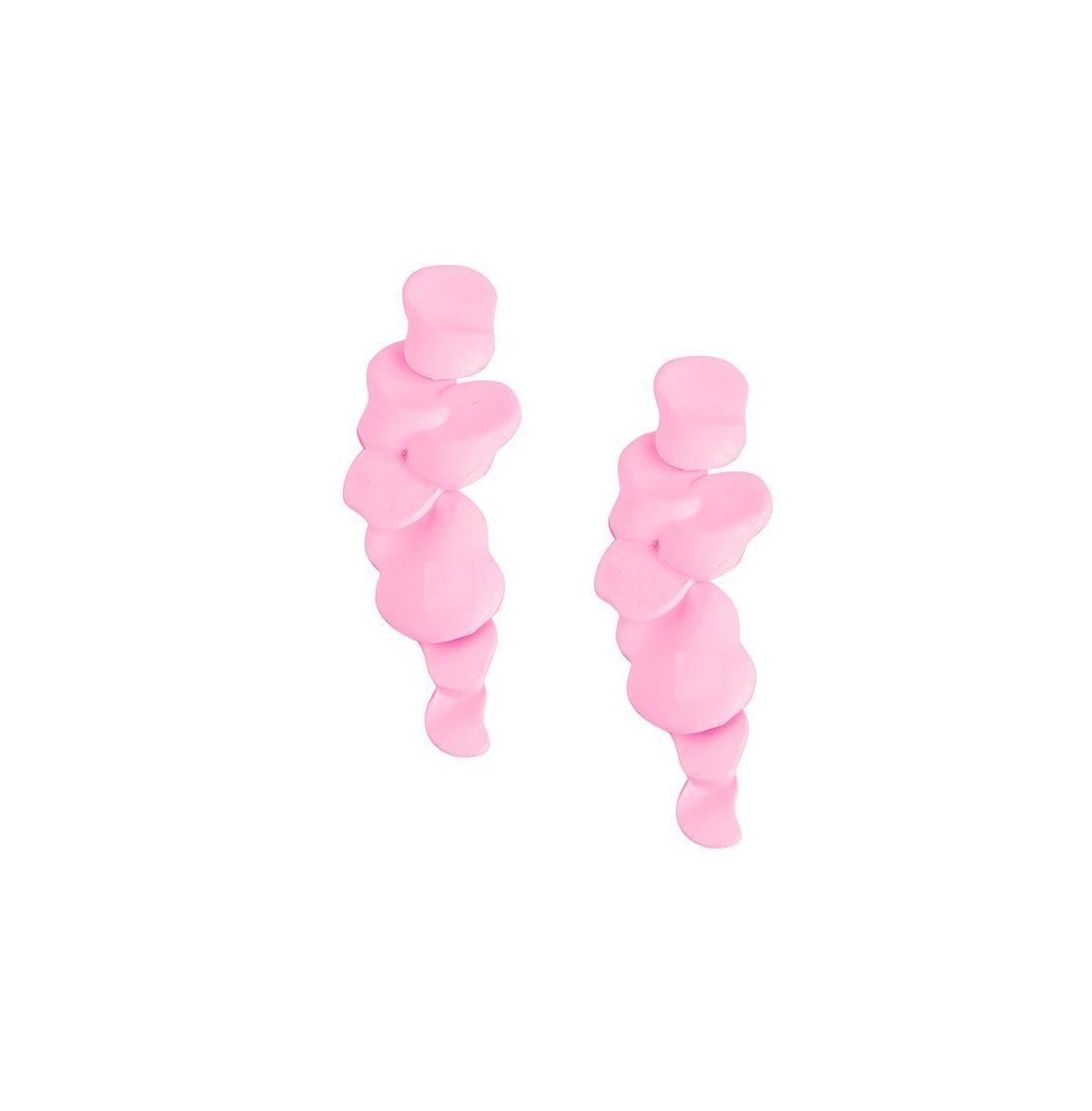 Sohi Womens Pink Abstract Drop Earrings Product Image