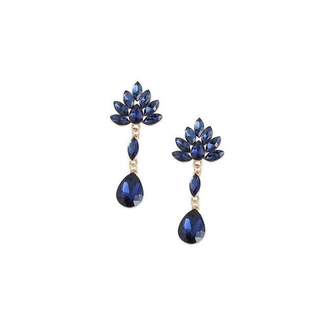 Sohi Womens Blue Flora Teardrop Earrings Product Image