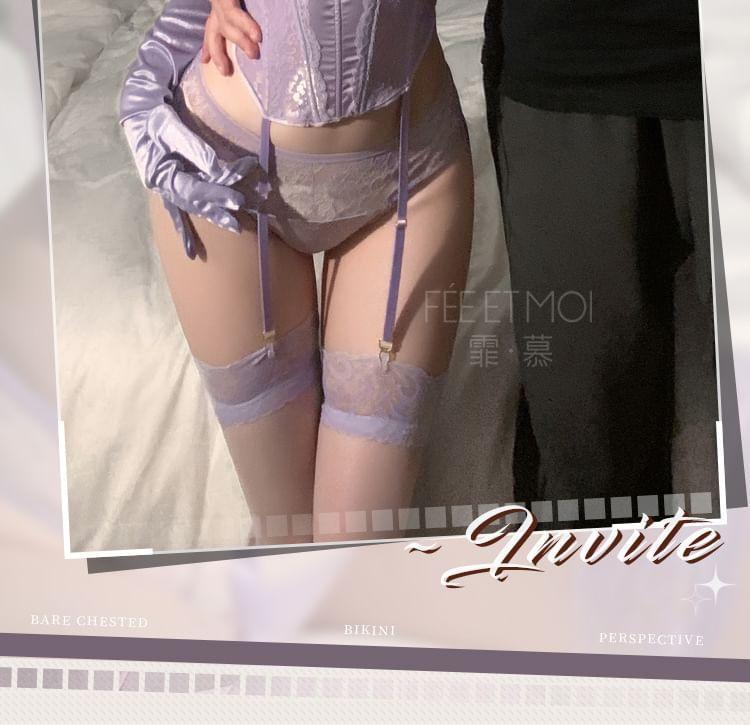 Lingerie Set: Wired Corset Top + Panties Product Image