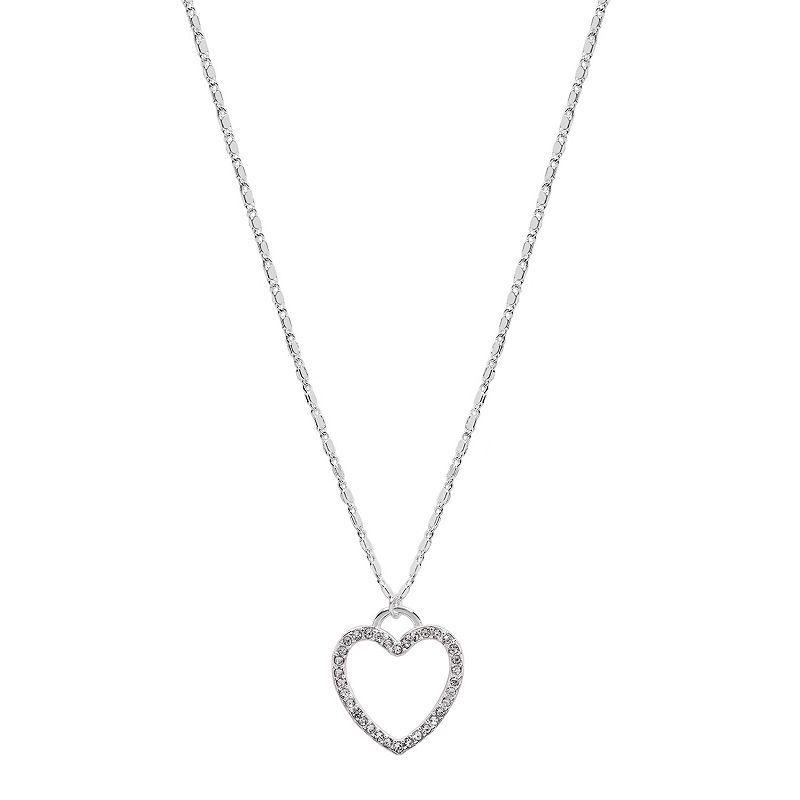 LC Lauren Conrad Large Pave Open Heart Necklace, Womens, Silver Product Image