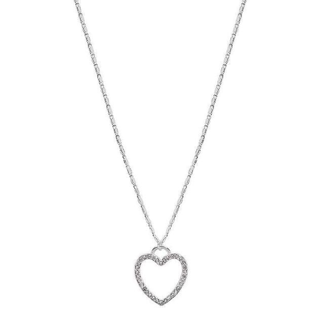 LC Lauren Conrad Large Pave Open Heart Necklace, Womens, Silver Product Image