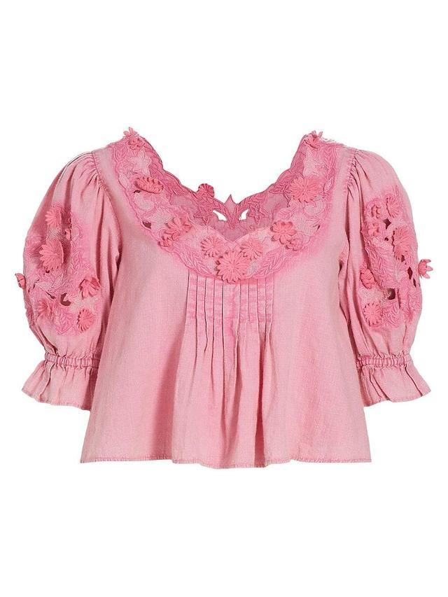 Free People Sophie Floral Appliqu Cotton Top Product Image