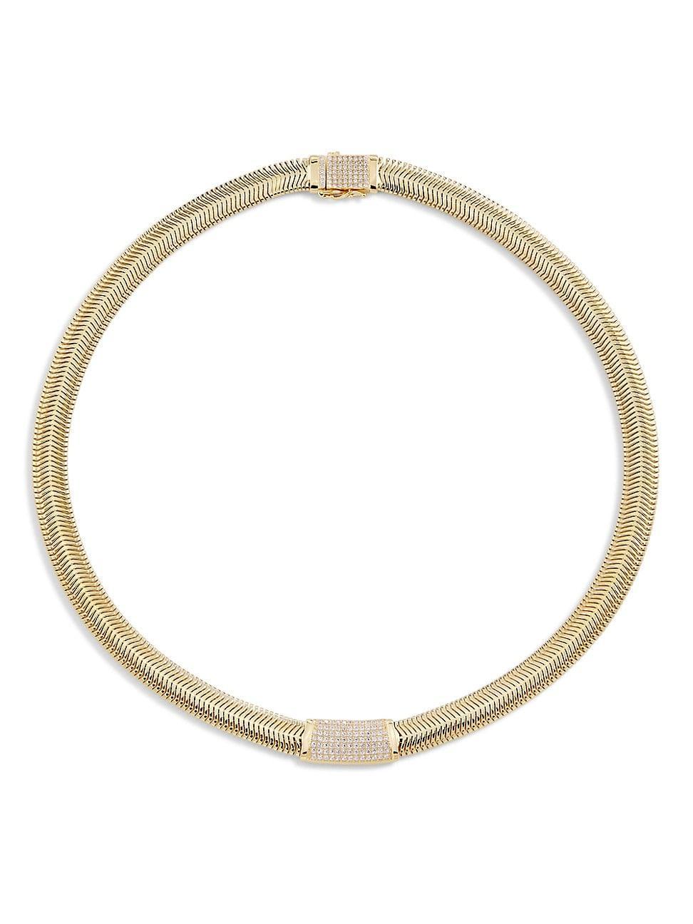 Womens 18K Gold-Plated & Cubic Zirconia Snake Chain Collar Necklace Product Image