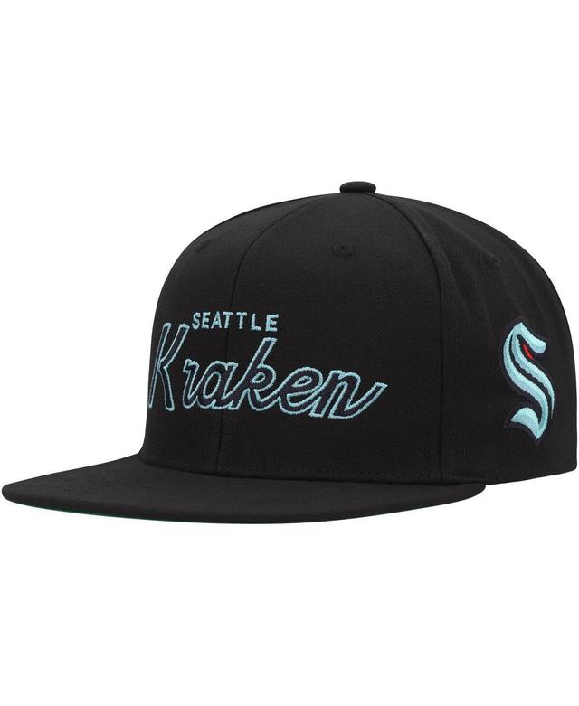 Mens Mitchell & Ness Black Seattle Kraken Core Team Script 2.0 Snapback Hat Product Image