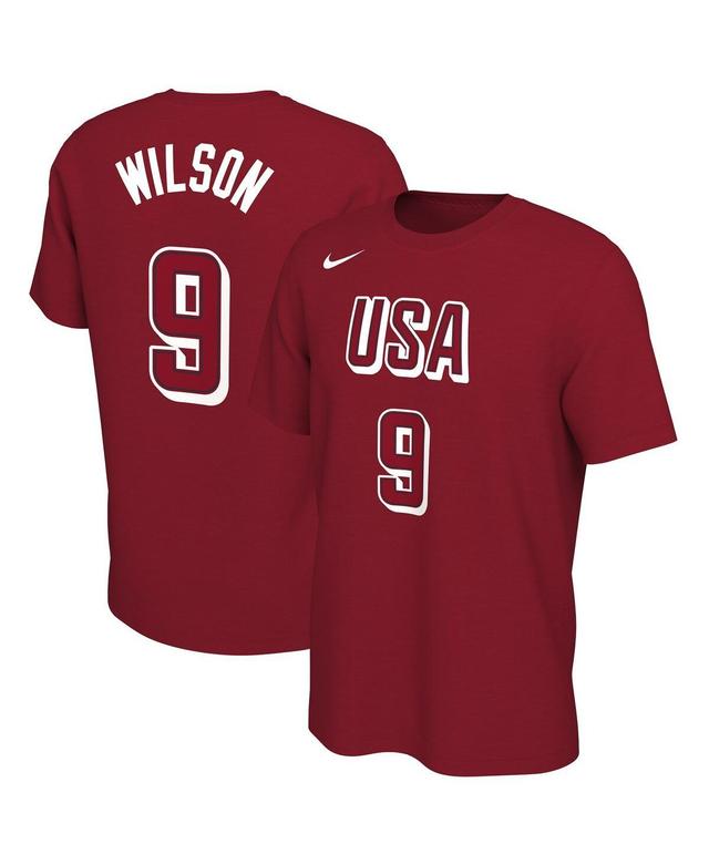 Nike Mens Sabrina Ionescu Red Usa Basketball 2024 Summer Olympics Name Number T-Shirt Product Image