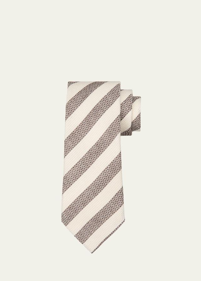 Mens Linen-Silk Stripe Jacquard Tie Product Image