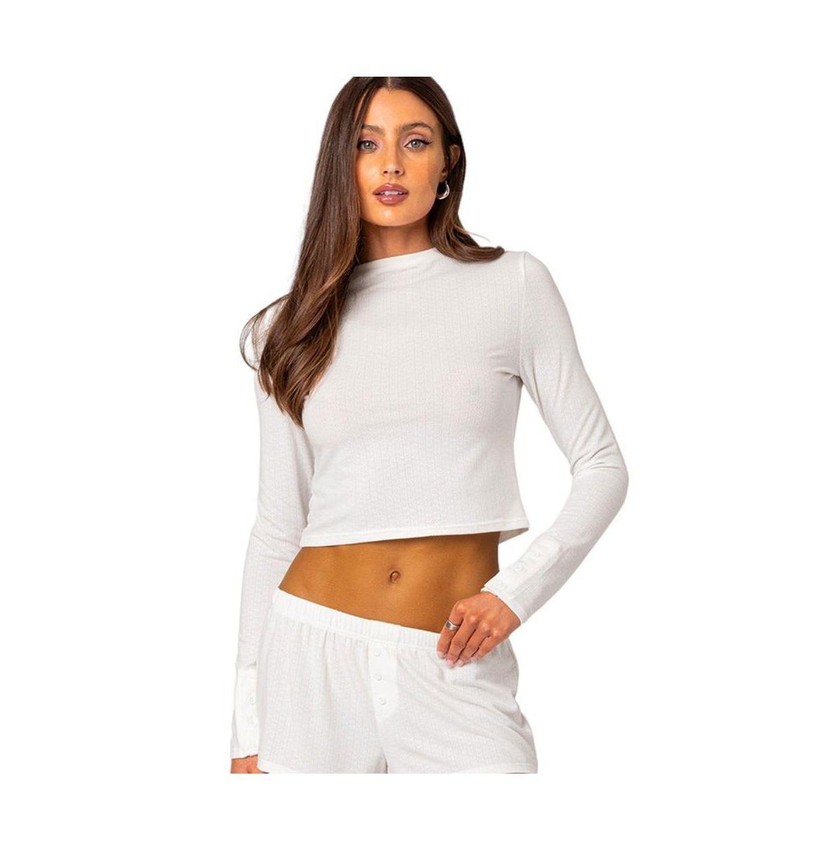 Womens Homey pointelle long sleeve t shirt Product Image