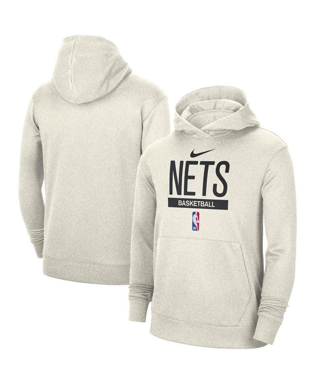 Mens Nike Cream Brooklyn Nets 2022/23 Spotlight On-Court Practice Performance Pullover Hoodie Product Image