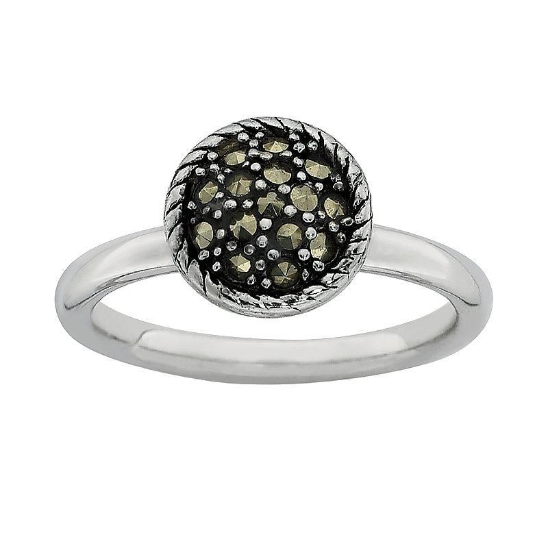 Stacks & Stones Sterling Silver Marcasite Stack Ring, Womens Black Product Image