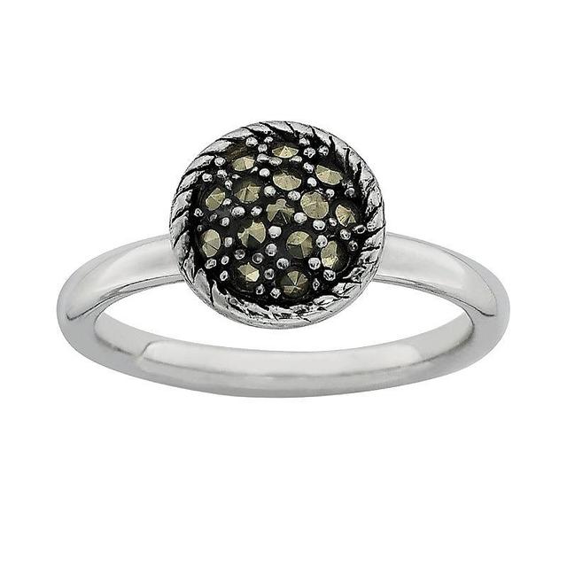 Stacks & Stones Sterling Silver Marcasite Stack Ring, Womens Black Product Image