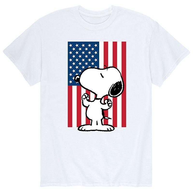 Mens Peanuts Snoopy USA Flag Muscles Tee White Product Image