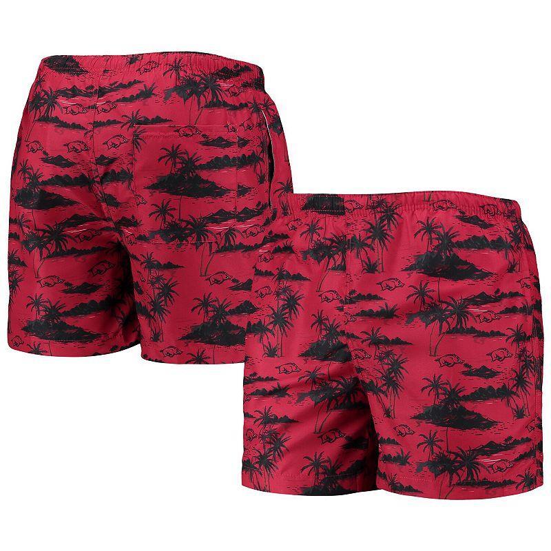 Mens FOCO Cardinal Arkansas Razorbacks Island Palm Swim Trunks Product Image