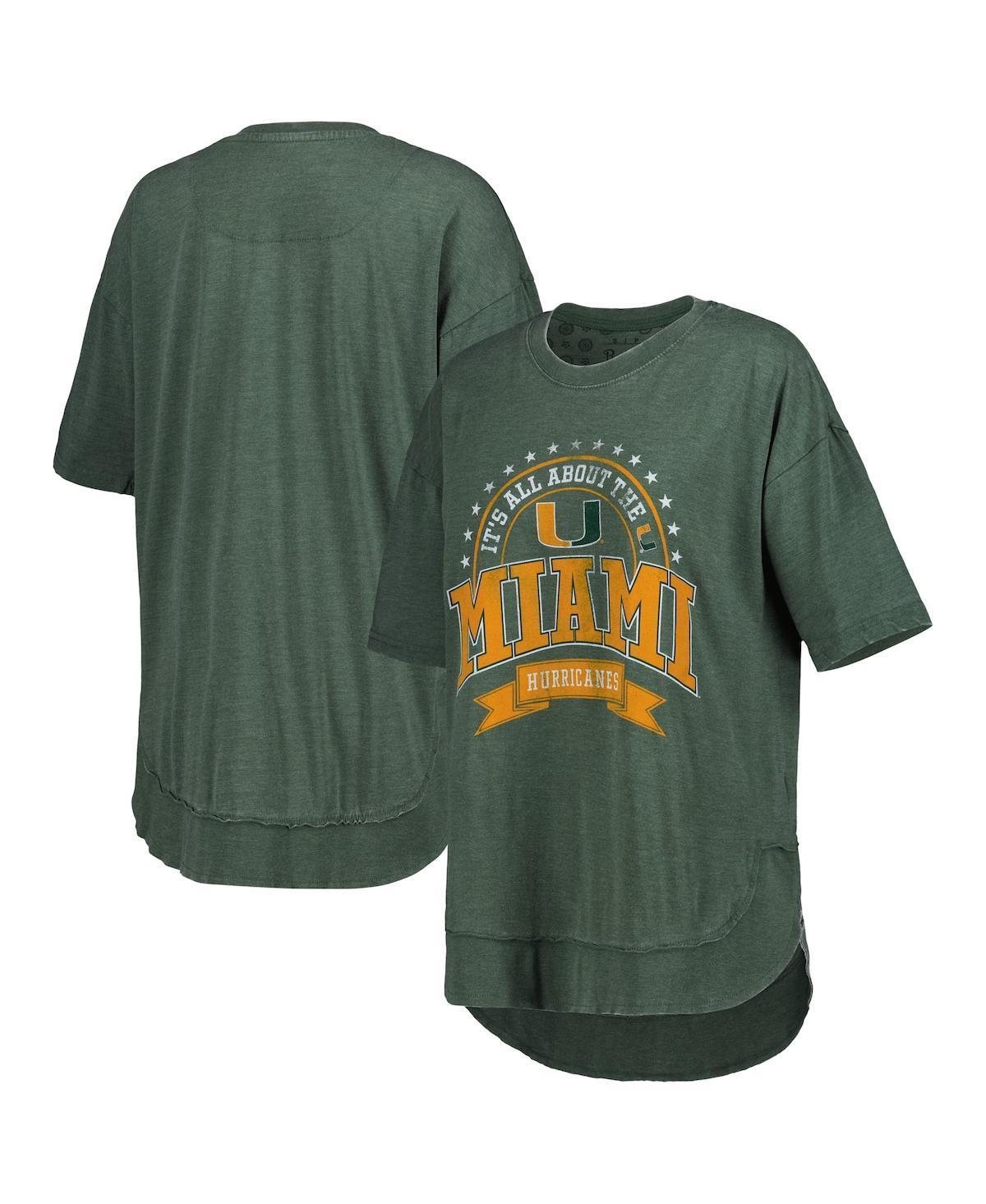 Womens Pressbox Heather Miami Hurricanes Vintage Wash Poncho Captain T-Shirt Product Image