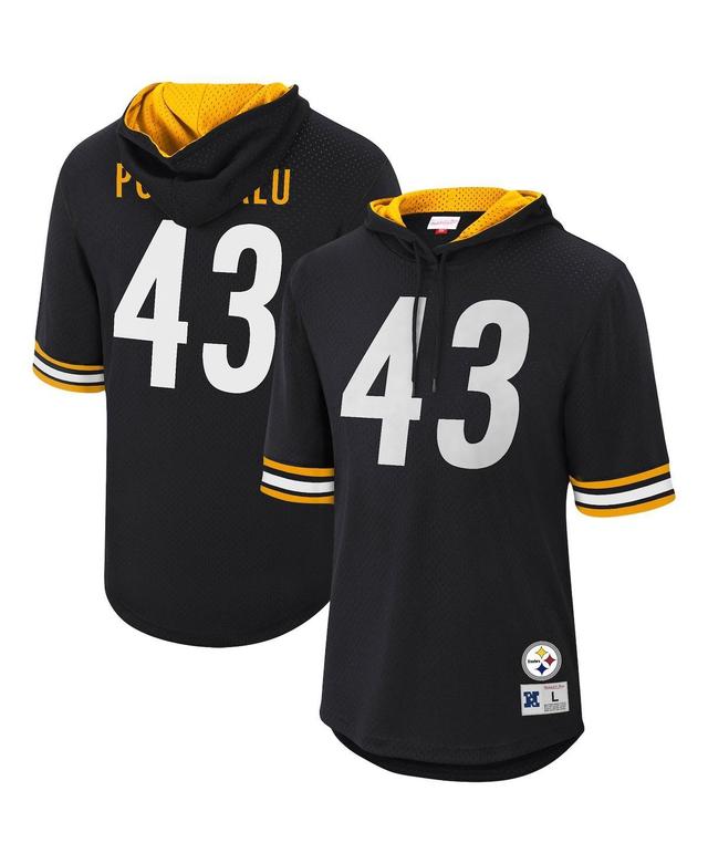 Mens Troy Polamalu Black Pittsburgh Steelers Retired Player Mesh Name and Number Hoodie T-shirt Product Image