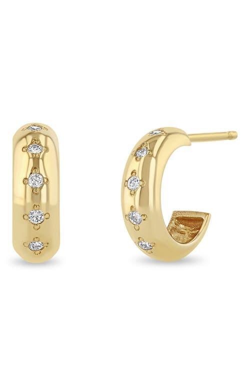 Zo Chicco Small Diamond Huggie Hoop Earrings Product Image