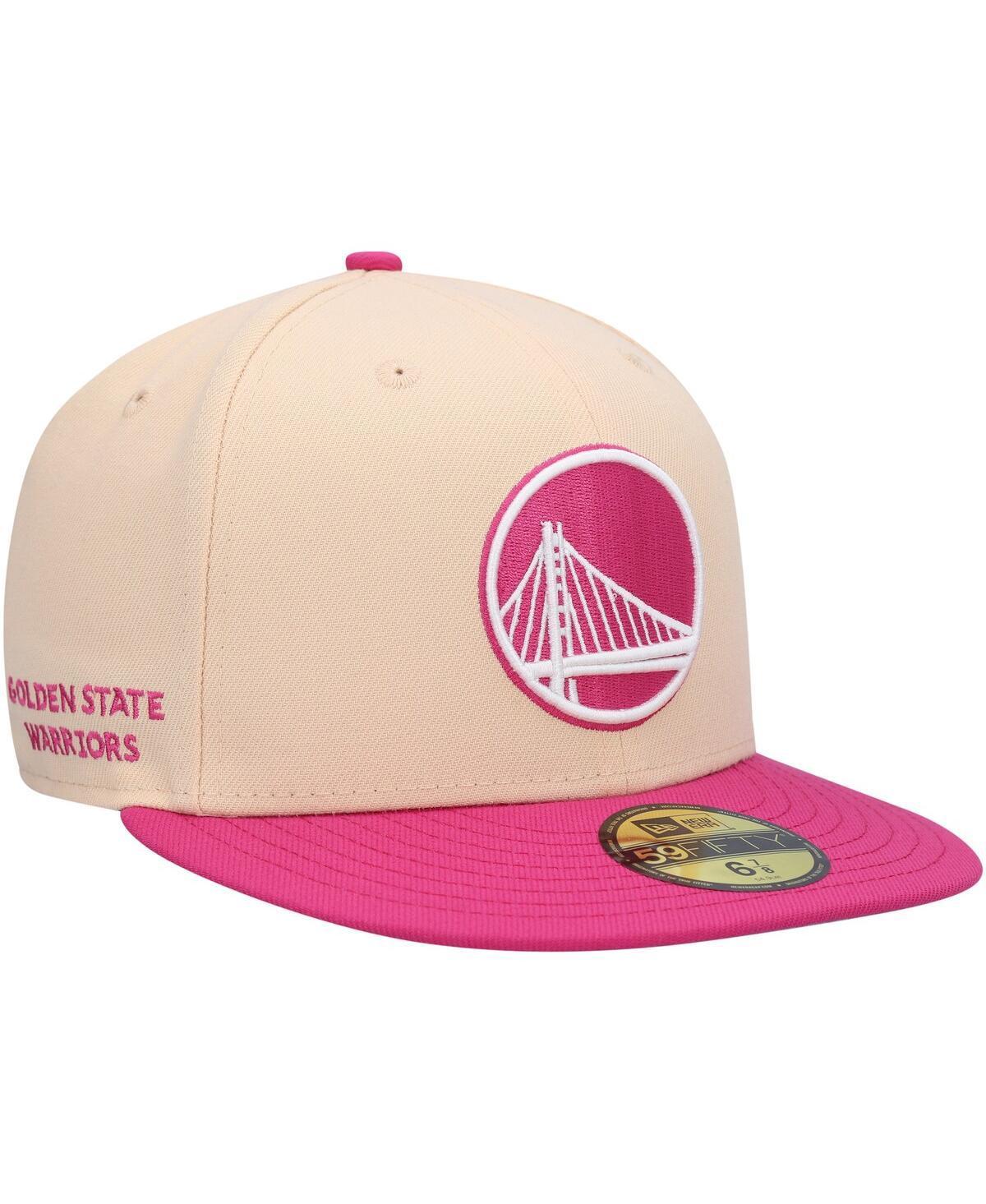 Mens New Era /Pink Golden State Warriors Passion Mango 59FIFTY Fitted Hat Product Image