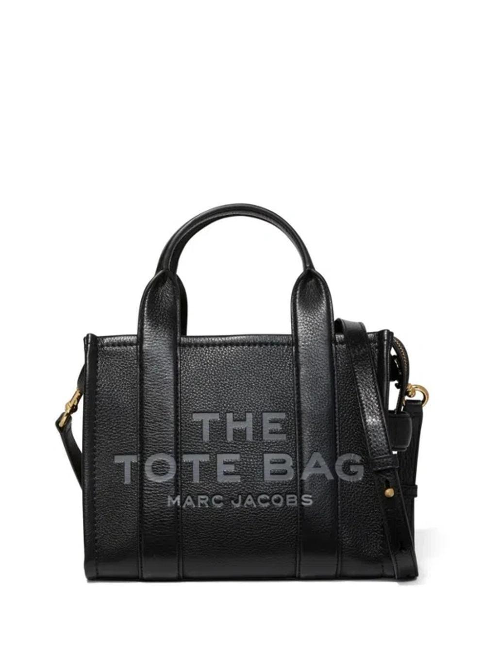 Small The Leather Tote Bag In Black Product Image