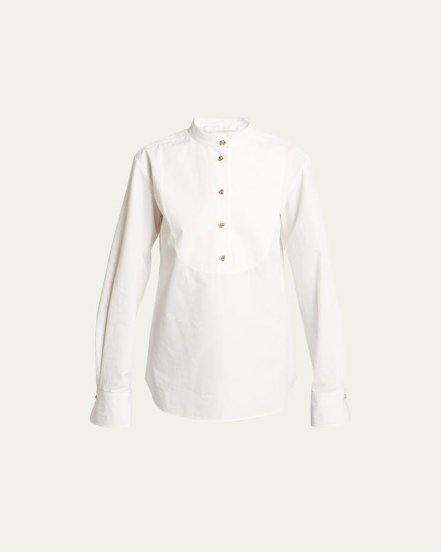 Womens Long-Sleeve Cotton Blouse Product Image