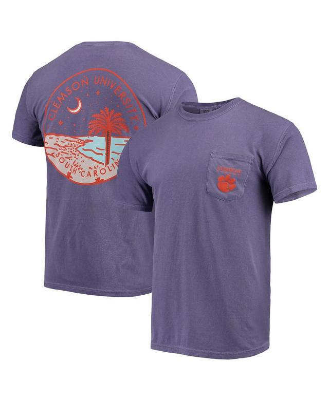 Image One Mens Purple Clemson Tigers Circle Scene Comfort Colors Pocket T-Shirt Product Image