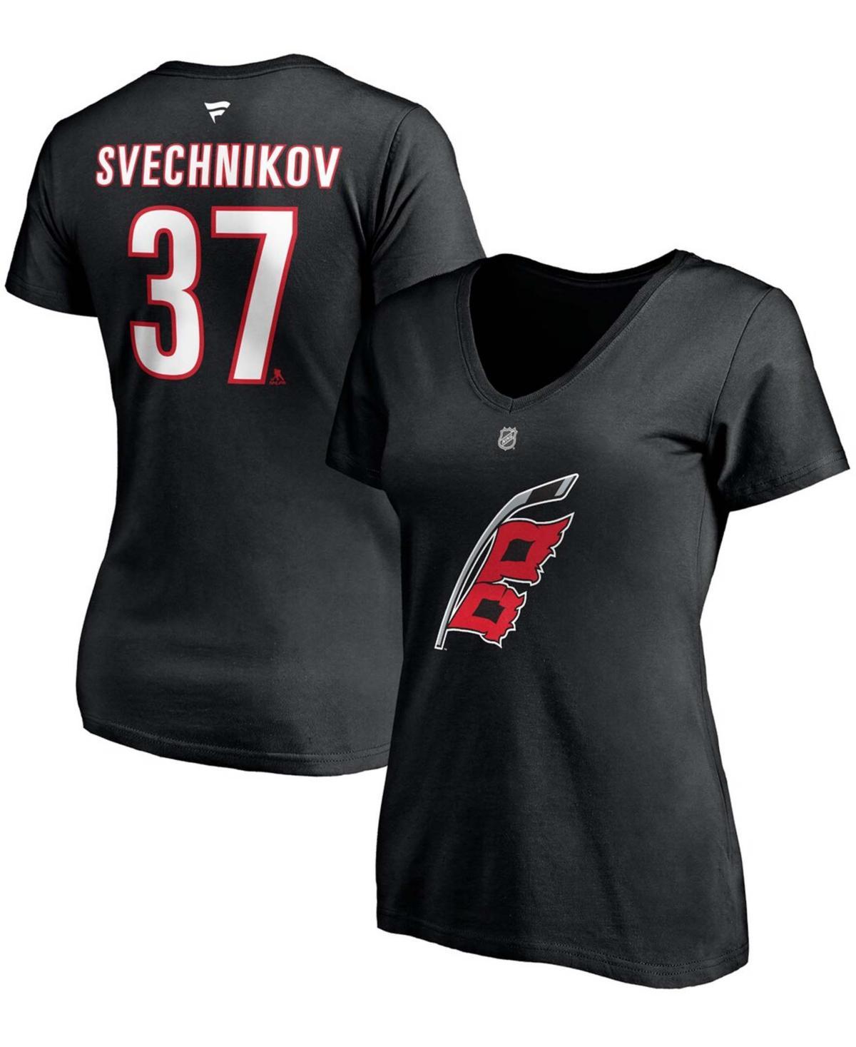 Womens Fanatics Branded Andrei Svechnikov Carolina Hurricanes Alternate Authentic Stack Name & Number V-Neck T-Shirt Product Image