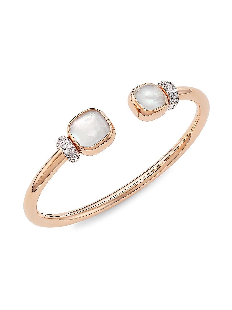 Womens Nudo 18K Rose Gold, White Topaz & Mother-Of-Pearl Cuff Product Image