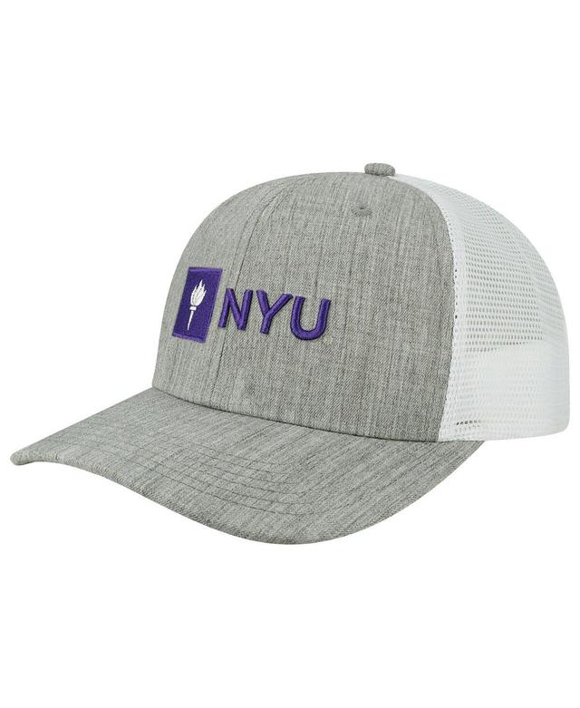 Mens Legacy Athletic Heather Gray, White Nyu Violets The Champ Trucker Snapback Hat Product Image