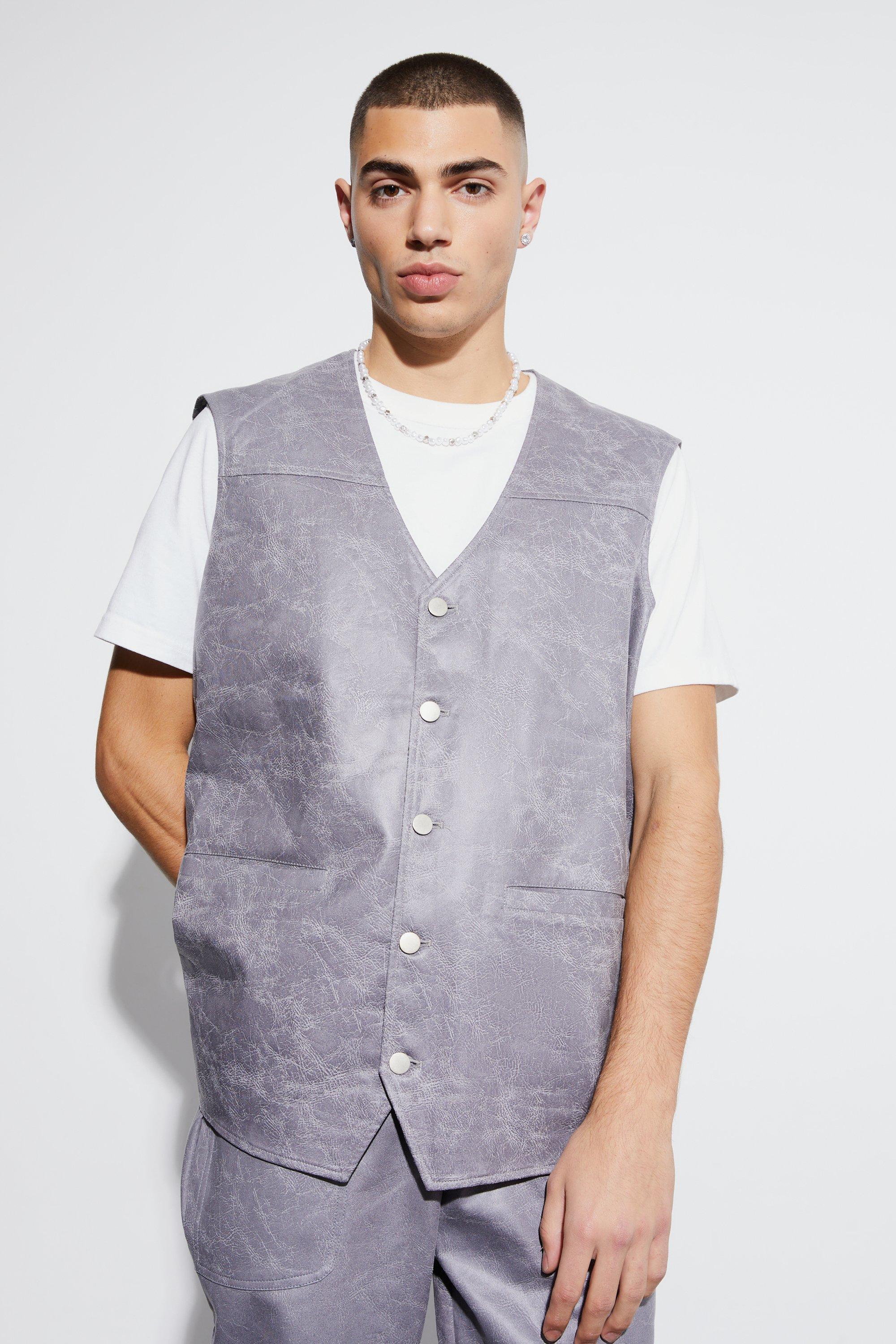 Vintage Pu Oversized Vest Vest | boohooMAN USA Product Image