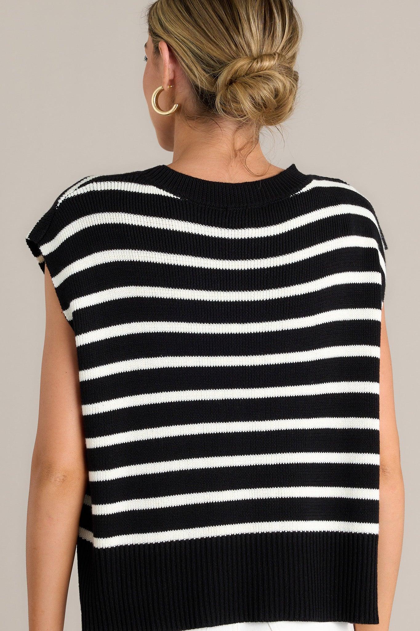 Daring Diva Black Stripe Sweater Top Product Image