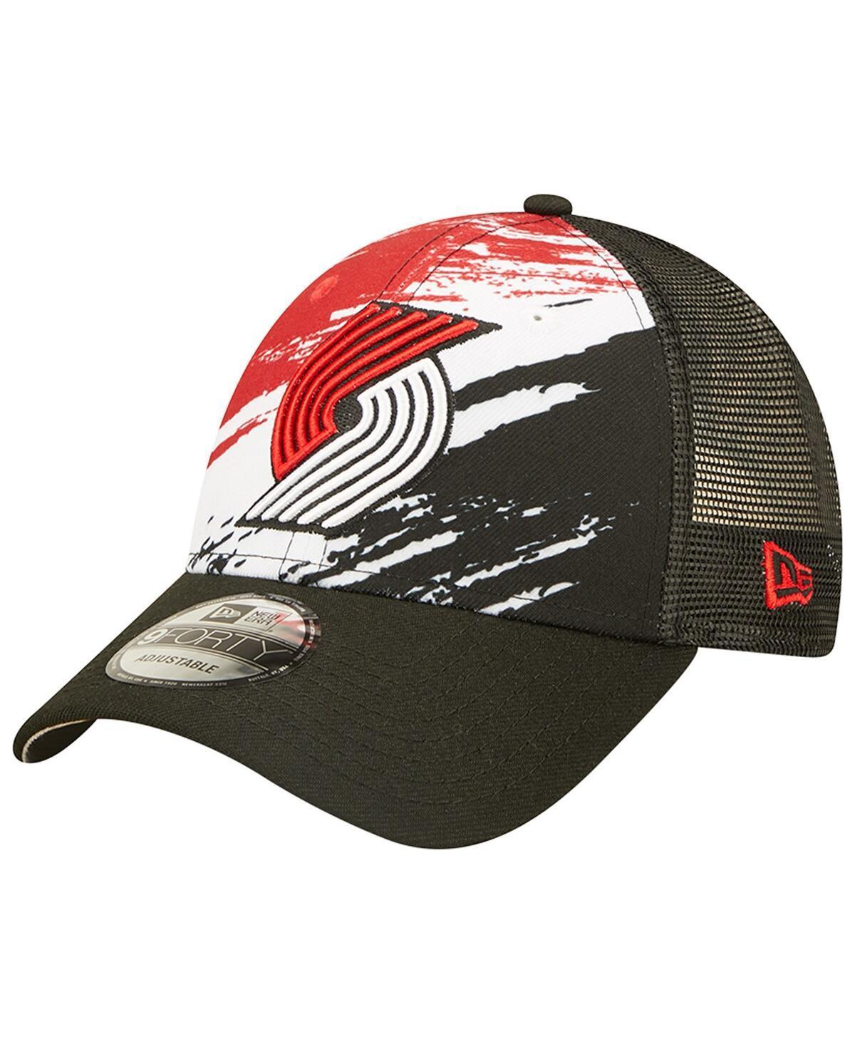 Mens New Era Portland Trail Blazers Marble 9FORTY Trucker Snapback Hat Product Image