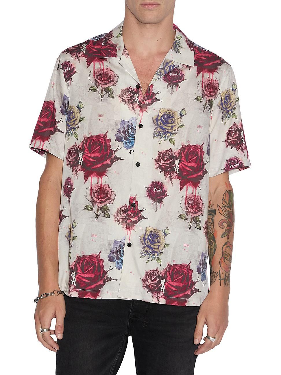 Mens Graffiti Rose Camp Shirt Product Image