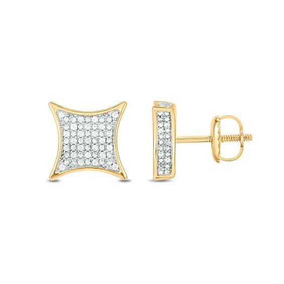 Men's 1/3 CT. T.w. Diamond Pointed Square Frame Double Row Stud Earrings in 10K Gold Product Image