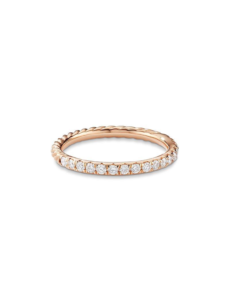 Womens Cable Collectibles Stack Ring in 18K Rose Gold with Pav Diamonds Product Image