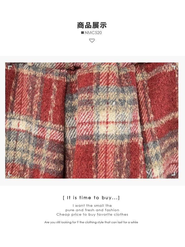 Fringed Plaid Mini Skirt Product Image