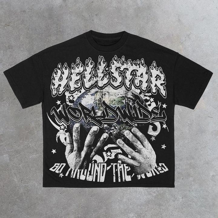 Vintage Hellstar Worldwide Print Graphic Cotton T-Shirt Product Image