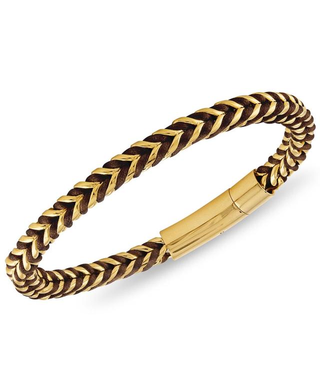 Esquire Mens Jewelry Nylon Cord Statement Bracelet in Gold Ion-Plated Stainless Steel or Stainless Steel, Created for Macys - Black Product Image