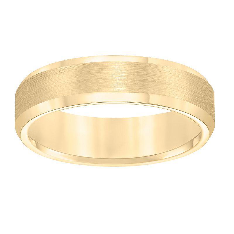 AXL Yellow Tungsten Beveled Edge Mens Wedding Band Gold Tone Product Image