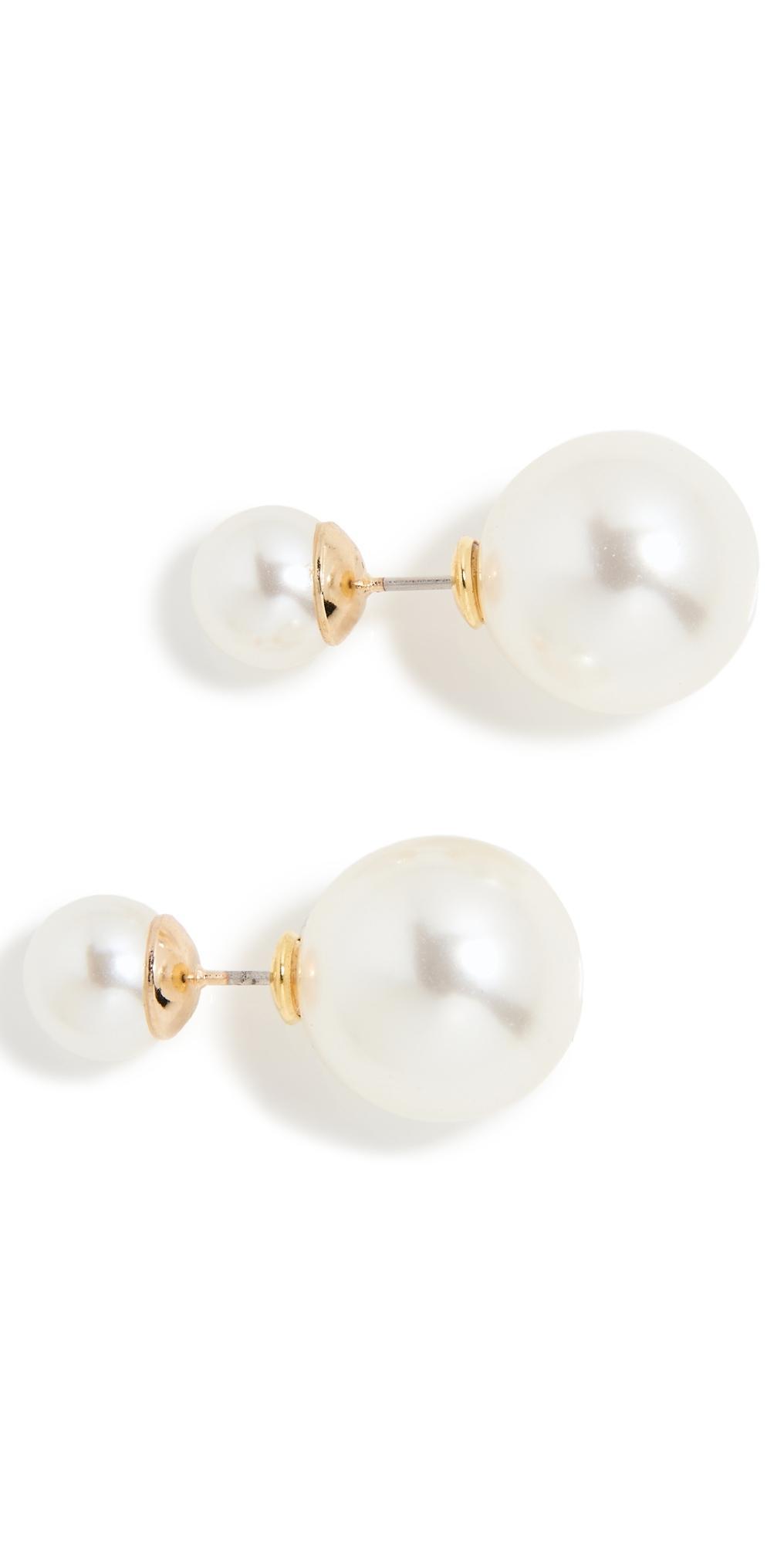 Womens Double 14K-Gold-Plated & Round Faux-Pearl Earrings Product Image