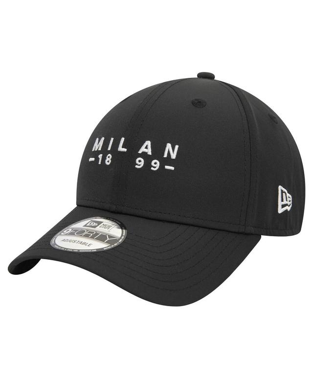 New Era Mens Black Ac Milan Established Wordmark 9FORTY Adjustable Hat Product Image