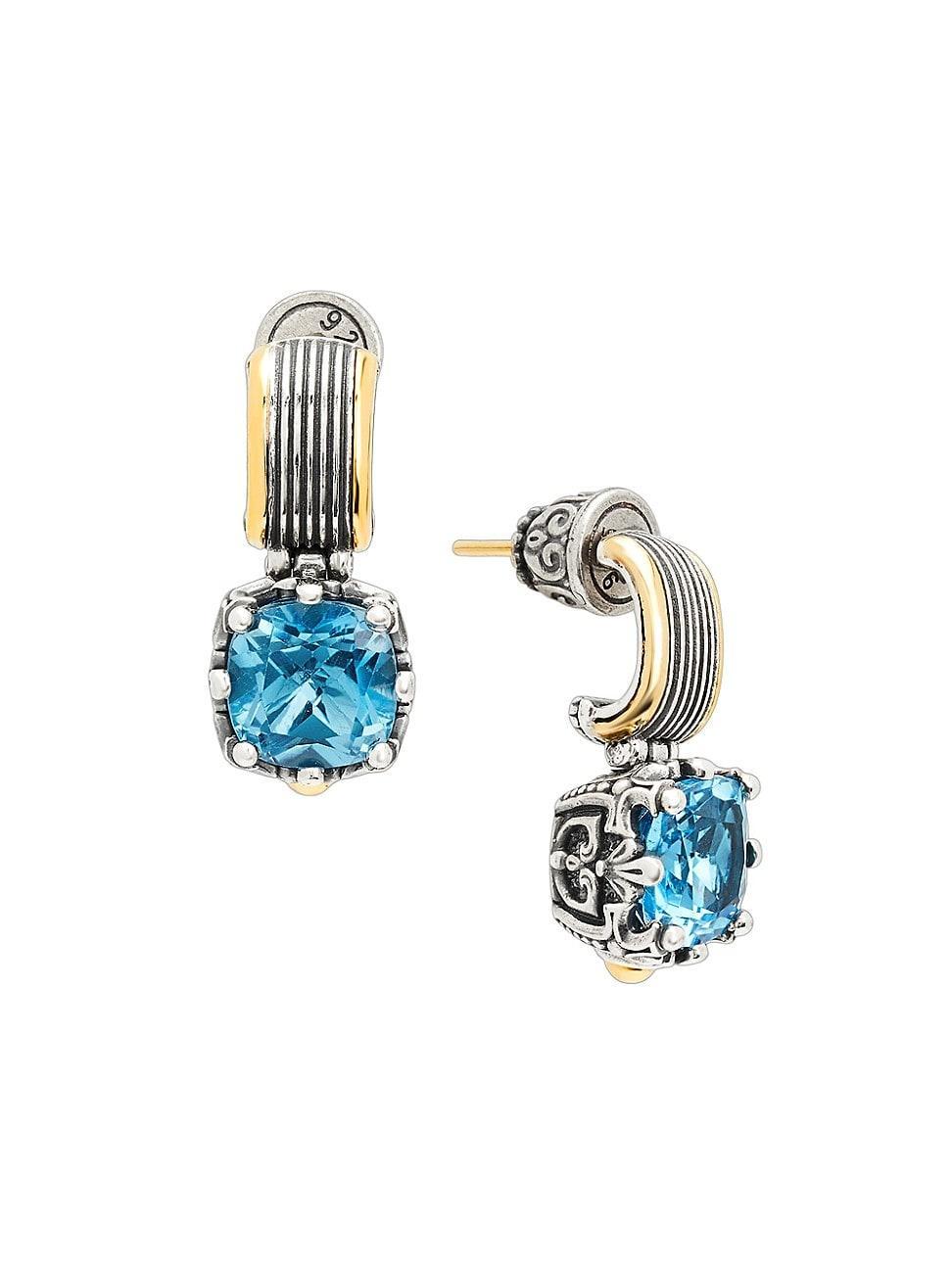 Womens Delos 2.0 Utopia 18K Gold, Sterling Silver & Blue Topaz Drop Earrings Product Image