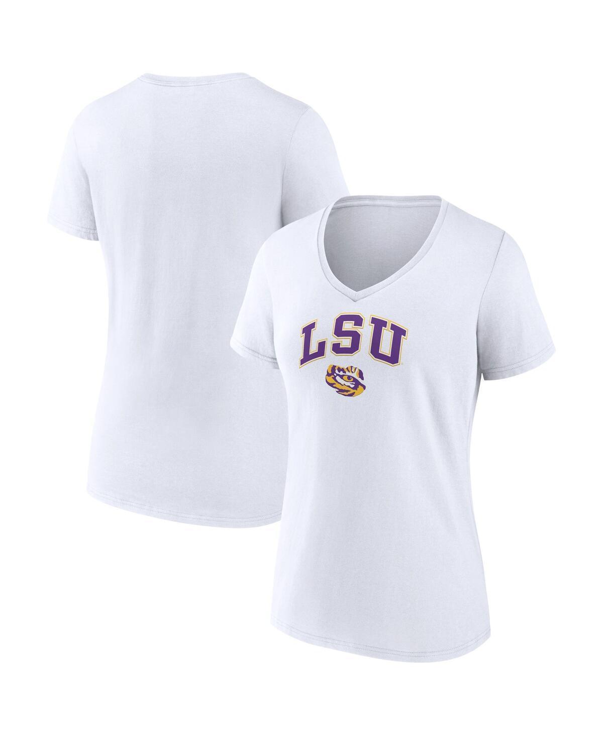 Womens Fanatics White Lsu Tigers Evergreen Campus V-Neck T-shirt Product Image