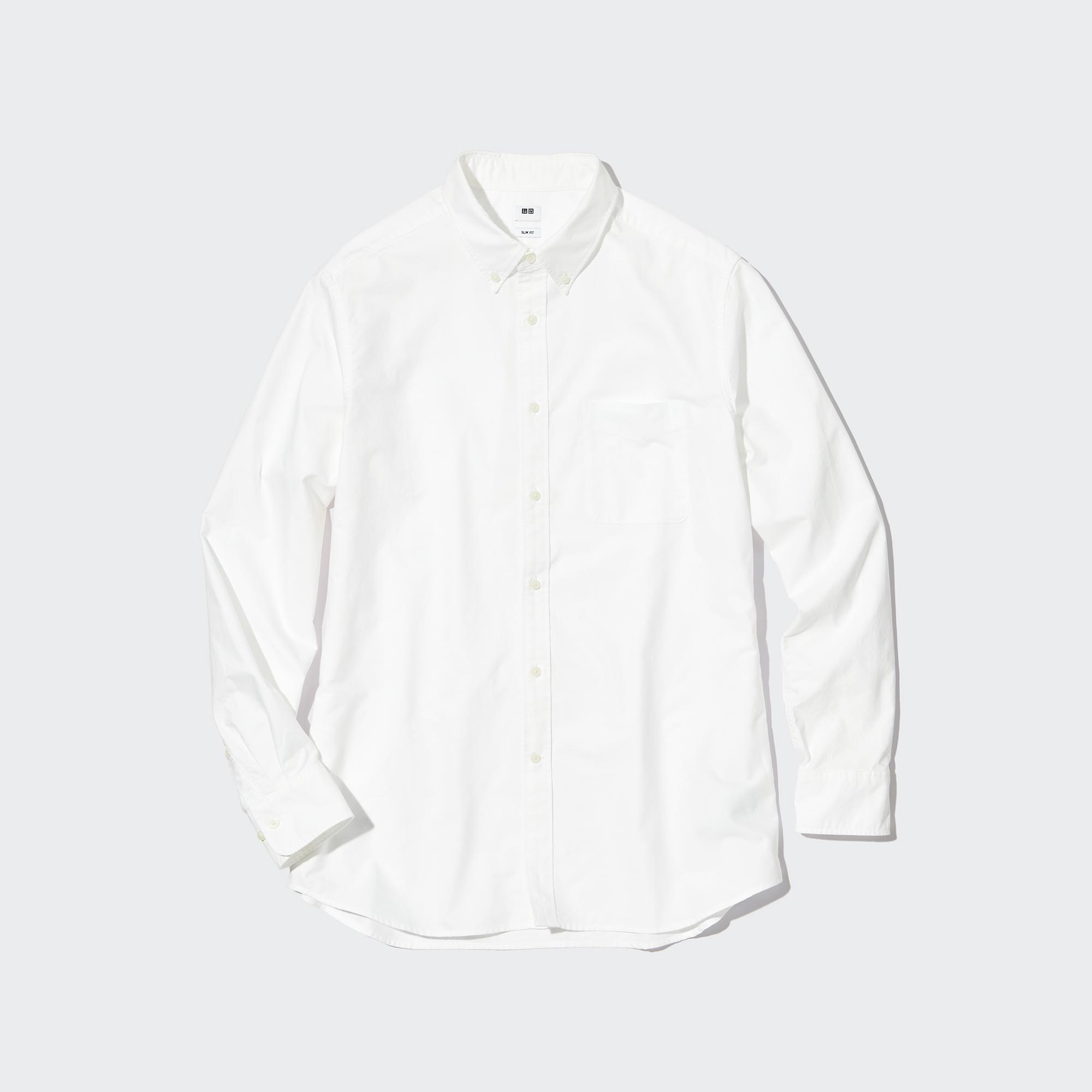 Oxford Slim-Fit Long-Sleeve Shirt Off White XS UNIQLO US Product Image